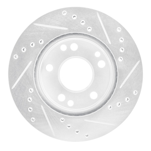 DFC Brake Rotor - Drilled and Slotted - Silver 631-63012L