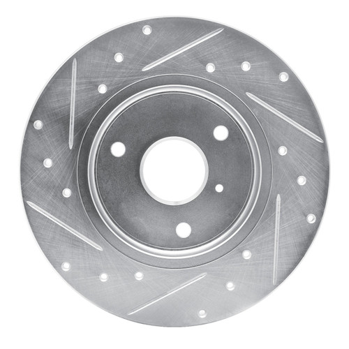 DFC Brake Rotor - Drilled and Slotted - Silver 631-63090R
