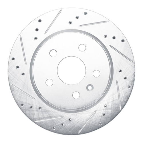 DFC Brake Rotor - Drilled and Slotted - Silver 631-65024L