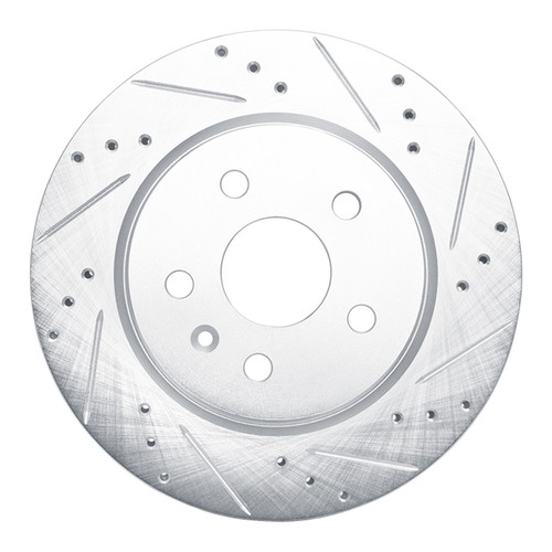 DFC Brake Rotor - Drilled and Slotted - Silver 631-65024R