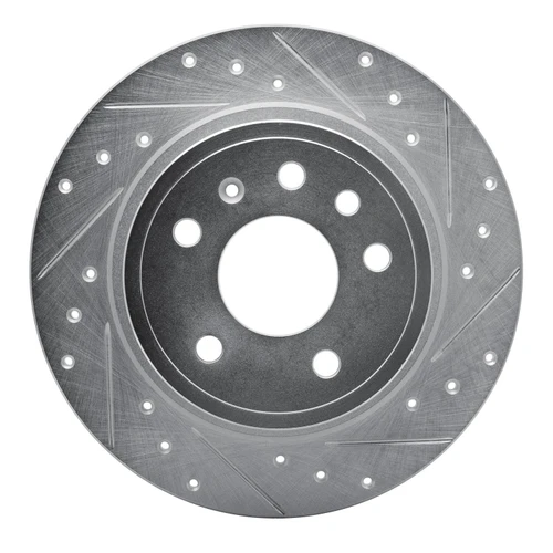 DFC Brake Rotor - Drilled and Slotted - Silver 631-65012R