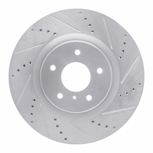 DFC Brake Rotor - Drilled and Slotted - Silver 631-68008R