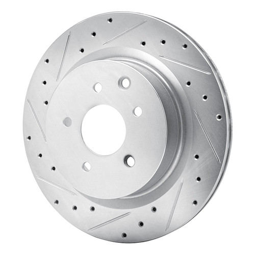 DFC Brake Rotor - Drilled and Slotted - Silver 631-68009L