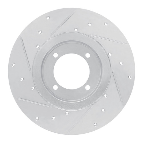 DFC Brake Rotor - Drilled and Slotted - Silver 631-67004R