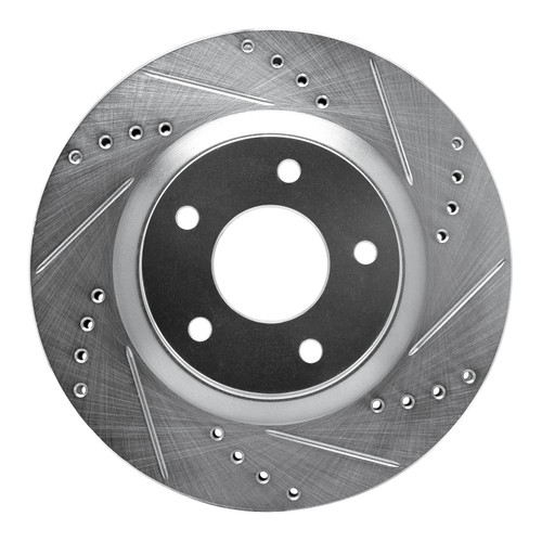 DFC Brake Rotor - Drilled and Slotted - Silver 631-67058R