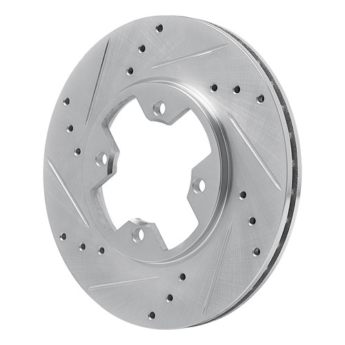 DFC Brake Rotor - Drilled and Slotted - Silver 631-67005L