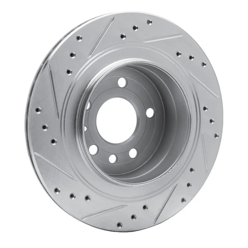 DFC Brake Rotor - Drilled and Slotted - Silver 631-65014R