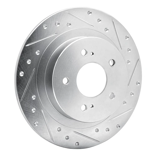 DFC Brake Rotor - Drilled and Slotted - Silver 631-67018R