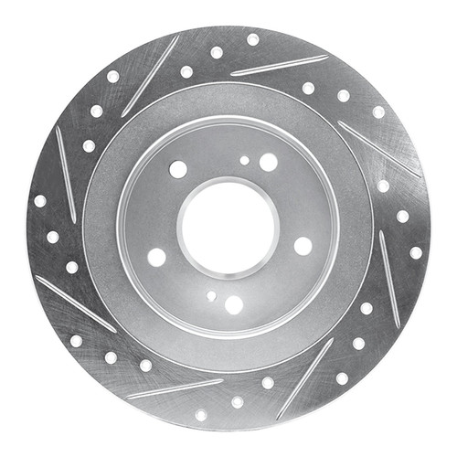DFC Brake Rotor - Drilled and Slotted - Silver 631-67018R