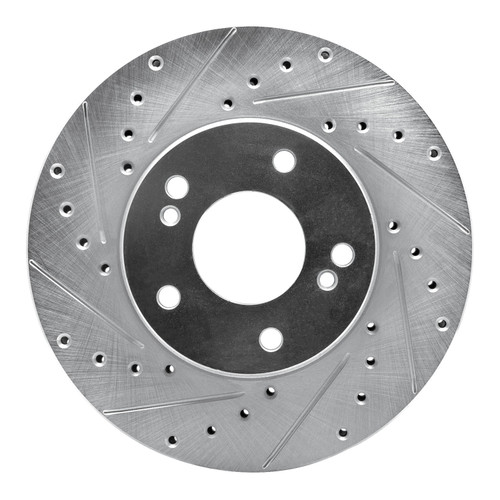 DFC Brake Rotor - Drilled and Slotted - Silver 631-68002L