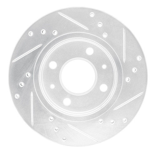 DFC Brake Rotor - Drilled and Slotted - Silver 631-67024L