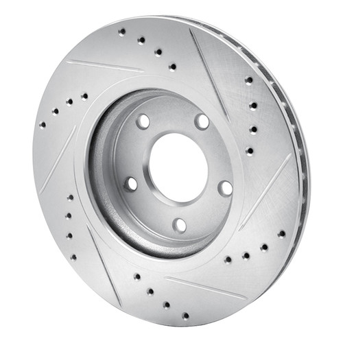 DFC Brake Rotor - Drilled and Slotted - Silver 631-67106L