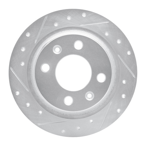 DFC Brake Rotor - Drilled and Slotted - Silver 631-65006L