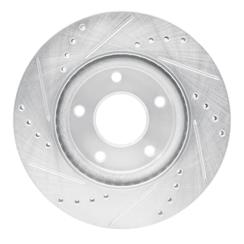 DFC Brake Rotor - Drilled and Slotted - Silver 631-67064R