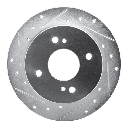 DFC Brake Rotor - Drilled and Slotted - Silver 631-67012L