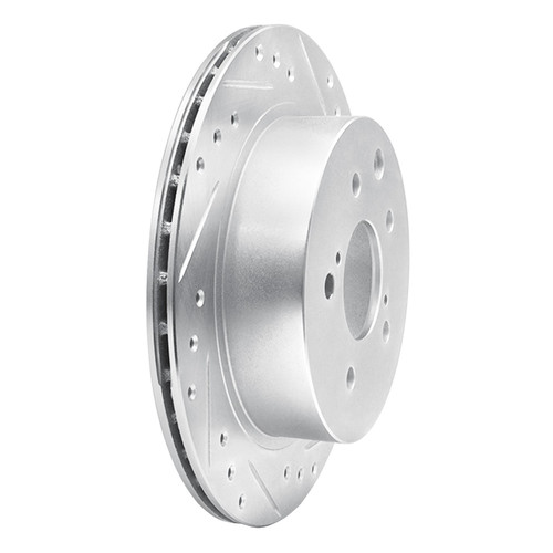 DFC Brake Rotor - Drilled and Slotted - Silver 631-68004R