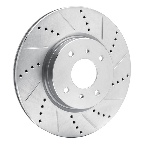 DFC Brake Rotor - Drilled and Slotted - Silver 631-67054R