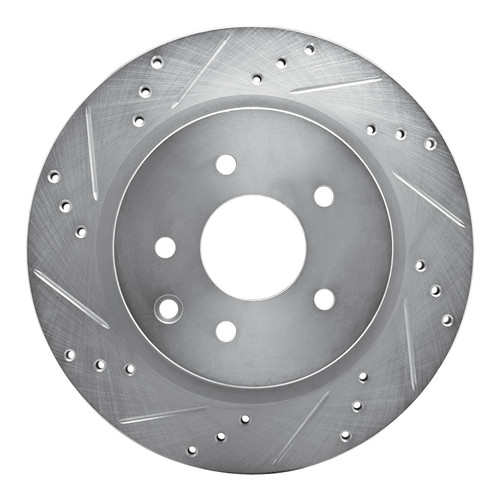 DFC Brake Rotor - Drilled and Slotted - Silver 631-67055L