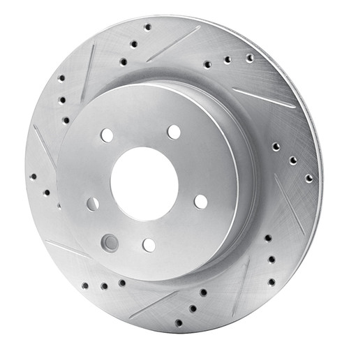 DFC Brake Rotor - Drilled and Slotted - Silver 631-67055L