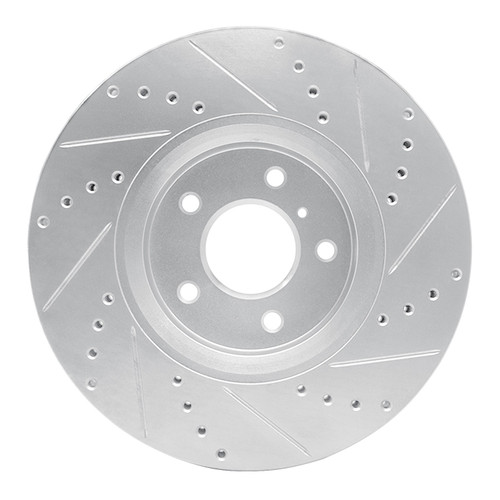 DFC Brake Rotor - Drilled and Slotted - Silver 631-68014L