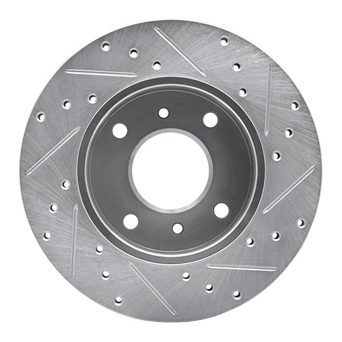 DFC Brake Rotor - Drilled and Slotted - Silver 631-67028L