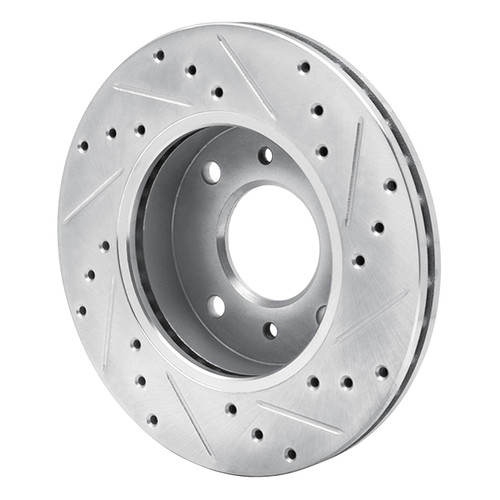 DFC Brake Rotor - Drilled and Slotted - Silver 631-67028L