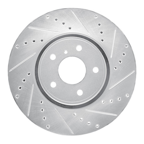 DFC Brake Rotor - Drilled and Slotted - Silver 631-68014R