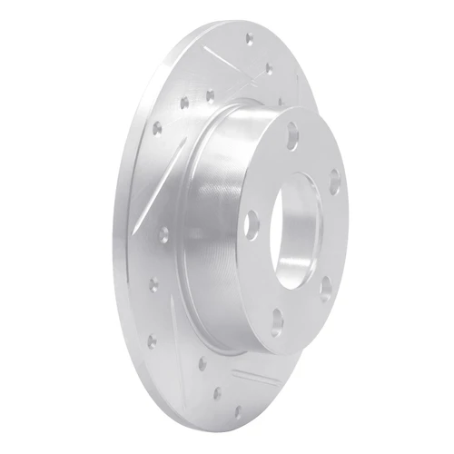 DFC Brake Rotor - Drilled and Slotted - Silver 631-73009R