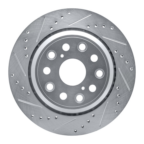 DFC Brake Rotor - Drilled and Slotted - Silver 631-75018L