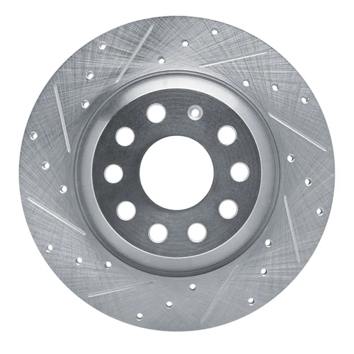 DFC Brake Rotor - Drilled and Slotted - Silver 631-73082L