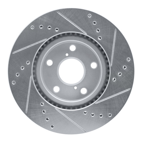 DFC Brake Rotor - Drilled and Slotted - Silver 631-75005L