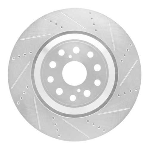 DFC Brake Rotor - Drilled and Slotted - Silver 631-75020D