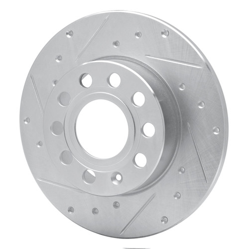 DFC Brake Rotor - Drilled and Slotted - Silver 631-74027L