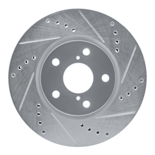 DFC Brake Rotor - Drilled and Slotted - Silver 631-75005R