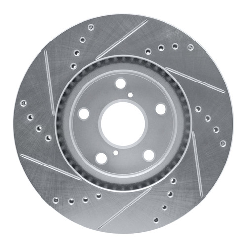 DFC Brake Rotor - Drilled and Slotted - Silver 631-75005R