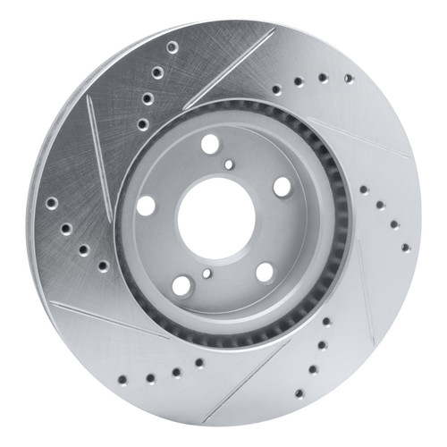 DFC Brake Rotor - Drilled and Slotted - Silver 631-75005R