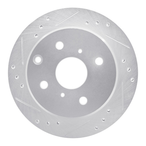 DFC Brake Rotor - Drilled and Slotted - Silver 631-76014L