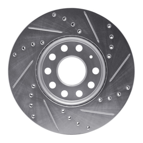 DFC Brake Rotor - Drilled and Slotted - Silver 631-74028L