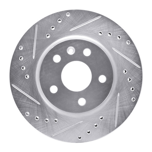 DFC Brake Rotor - Drilled and Slotted - Silver 631-74037L