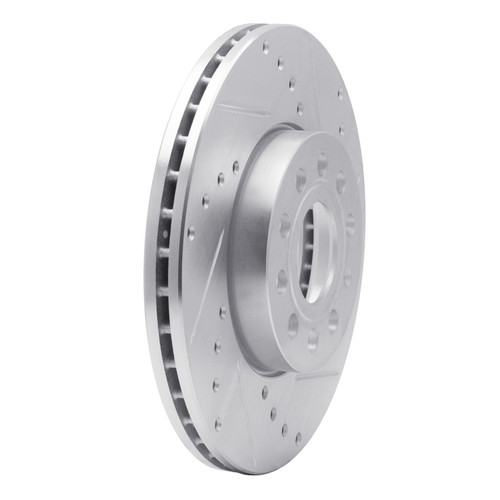 DFC Brake Rotor - Drilled and Slotted - Silver 631-74028R