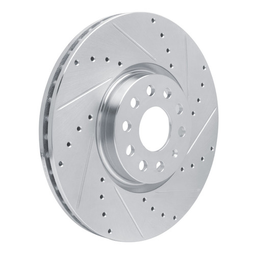 DFC Brake Rotor - Drilled and Slotted - Silver 631-74058R
