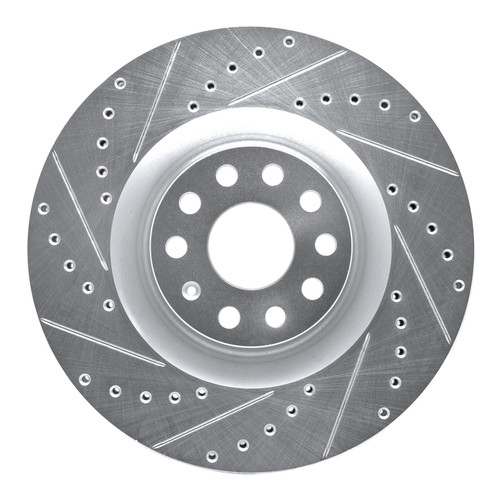 DFC Brake Rotor - Drilled and Slotted - Silver 631-74029L