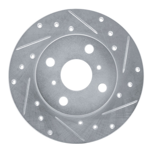 DFC Brake Rotor - Drilled and Slotted - Silver 631-76017R