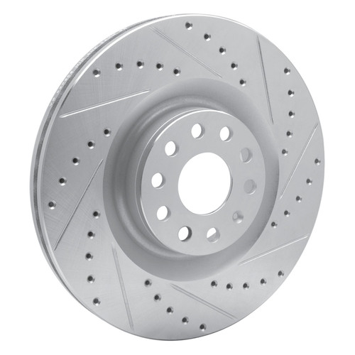 DFC Brake Rotor - Drilled and Slotted - Silver 631-74029R