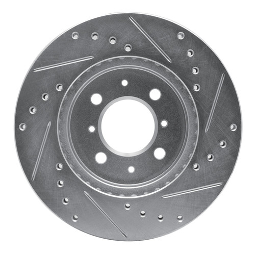 DFC Brake Rotor - Drilled and Slotted - Silver 631-76018L
