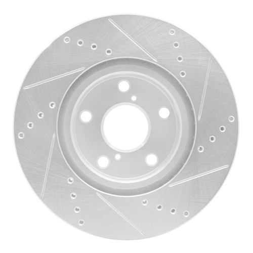 DFC Brake Rotor - Drilled and Slotted - Silver 631-75014D