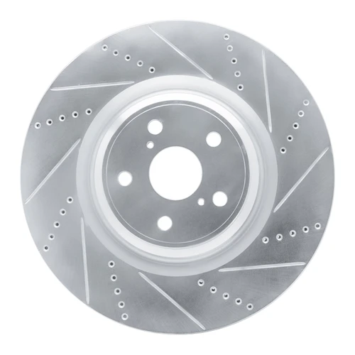 DFC Brake Rotor - Drilled and Slotted - Silver 631-75030D