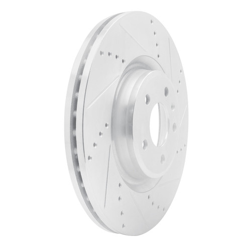 DFC Brake Rotor - Drilled and Slotted - Silver 631-73067R