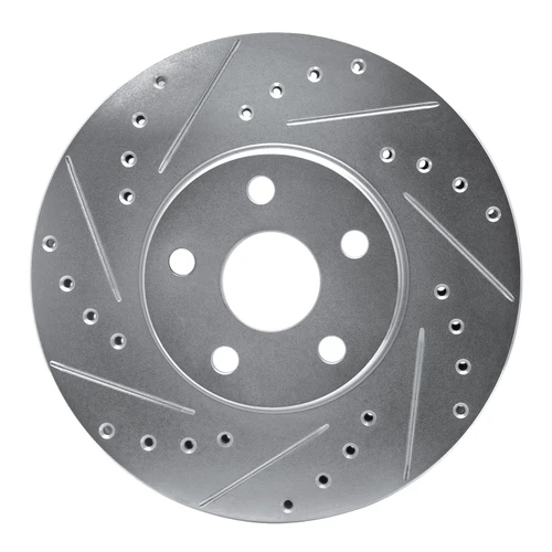DFC Brake Rotor - Drilled and Slotted - Silver 631-76042L