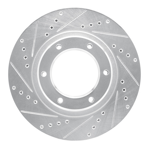 DFC Brake Rotor - Drilled and Slotted - Silver 631-76110L